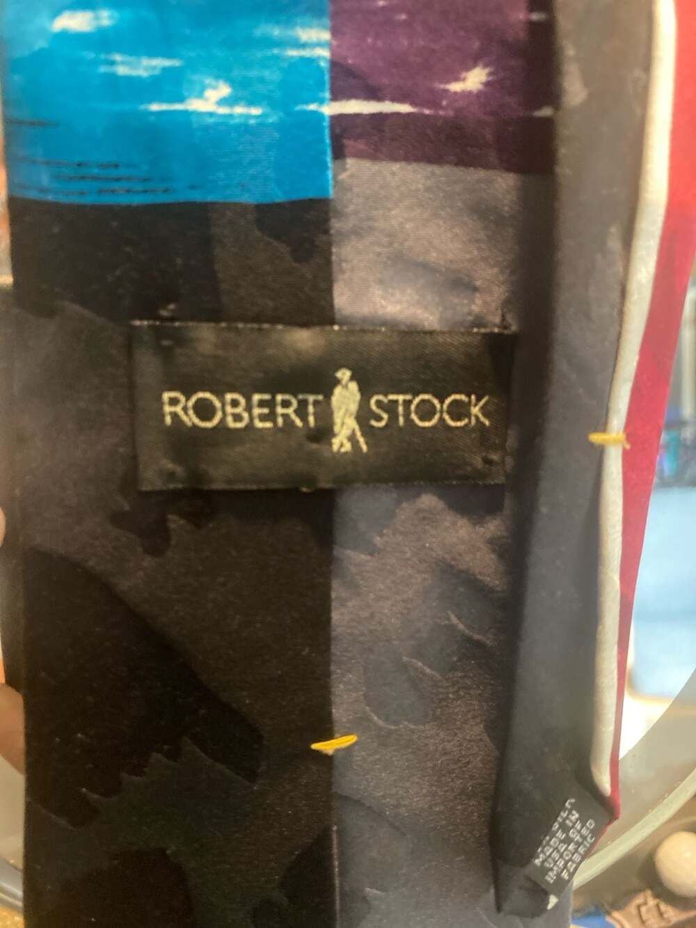 Robert Stock 100% Silk Abstract Geometric Striped Necktie